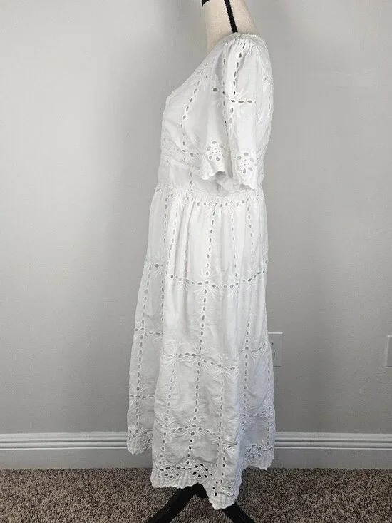 White Midi Eyelet Dress Size XXL - Picture 4 of 7